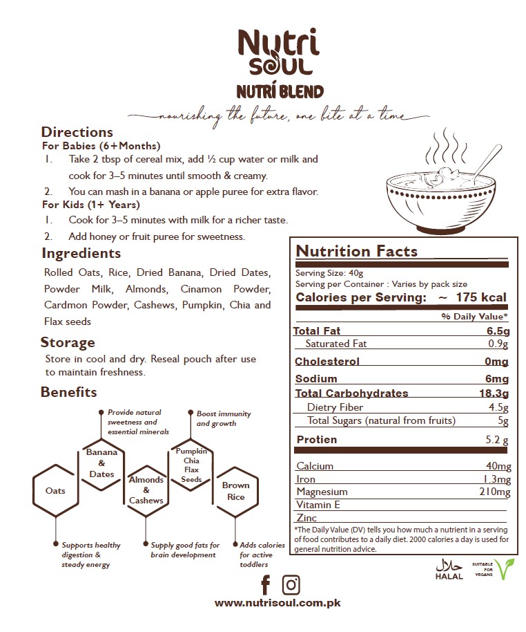 Nutri Soul's Nutri Blend Cereal for Kids (6+ Months)