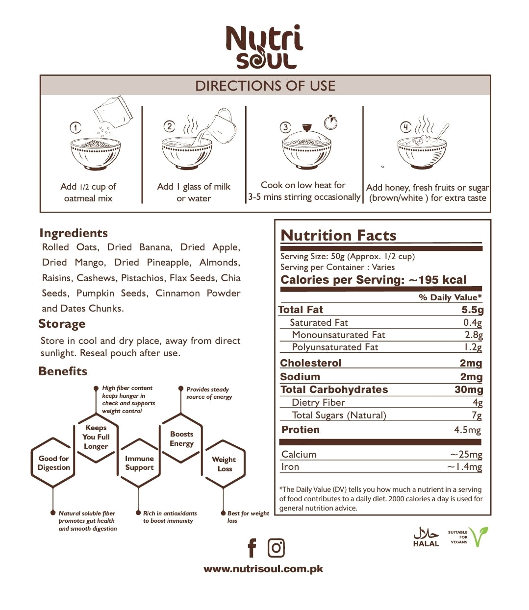 Nutri Soul Premium Oatmeal (For Weight Loss)