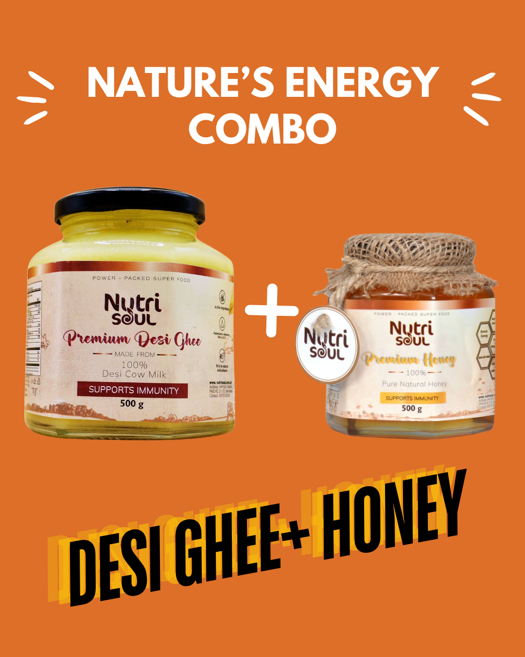 Nutri Soul Nature's Energy Combo (Premium Desi Ghee + Premium Honey)